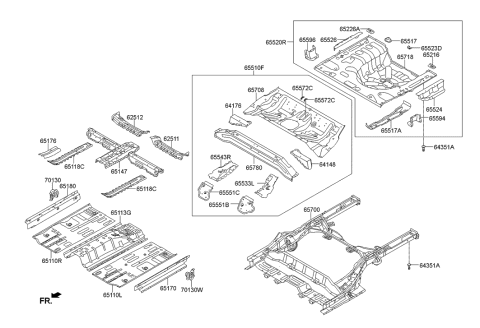 2014 Hyundai Elantra Panel Assembly-Rear Floor Front Complete Diagram for 65510-3X500