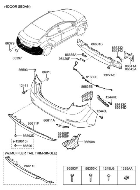 2015 Hyundai Elantra Rear Bumper Diagram 1