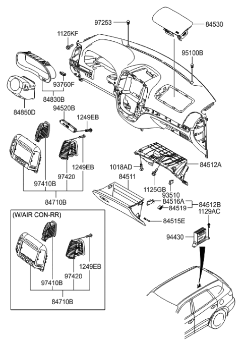 2007 Hyundai Santa Fe Crash Pad Diagram 2