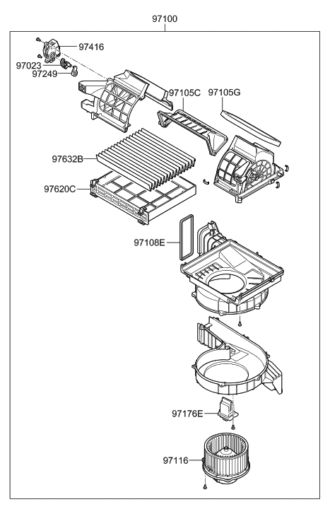 2008 Hyundai Santa Fe Heater System-Heater & Blower Diagram 2
