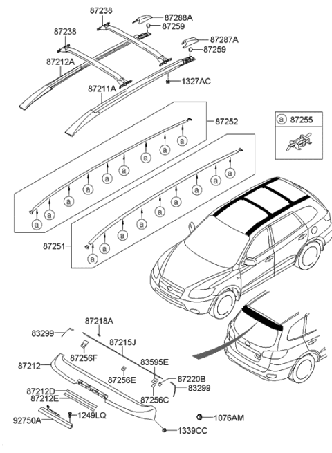 2008 Hyundai Santa Fe Nut-Cap Rear Spoiler Diagram for 87221-25500
