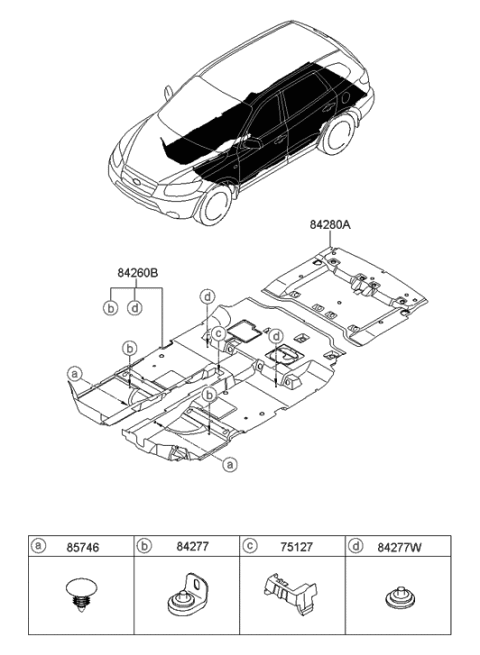 2007 Hyundai Santa Fe Floor Covering Diagram
