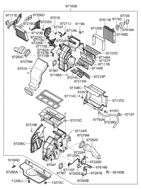 2009 Hyundai Santa Fe Core & Seal Assembly-Heater Diagram for 97138-2B000