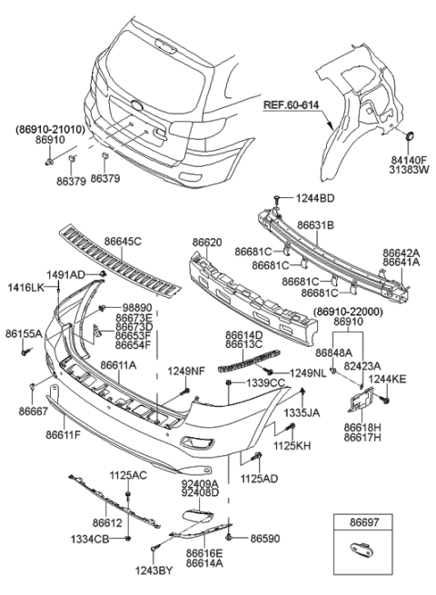 2008 Hyundai Santa Fe Screw-Tapping Diagram for 12441-05147-B