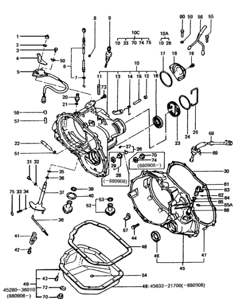 1989 Hyundai Excel Case Assembly-Automatic Transaxle Diagram for 45240-36000