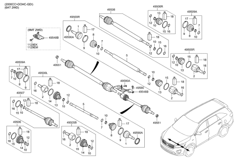 2017 Hyundai Tucson Shaft Assembly-Drive,LH Diagram for 49500-D3050
