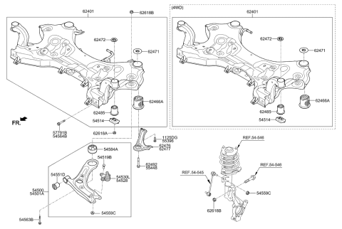 2015 Hyundai Tucson Crossmember Complete Diagram for 62405-D3050