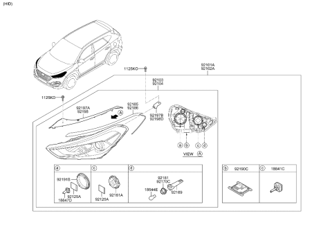 2015 Hyundai Tucson Front Turn Signal Lamp Holder Assembly Diagram for 92162-D3000