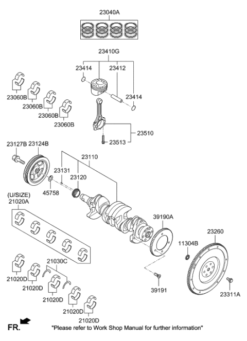 2016 Hyundai Tucson Bearing Pair Set-Connecting Rod Diagram for 23060-2E023