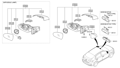 2022 Hyundai Ioniq Mirror Assembly-Outside RR View,LH Diagram for 87610-G2380