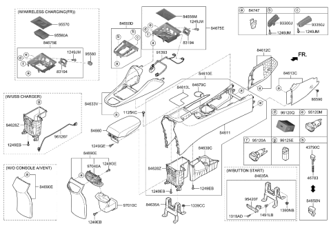 2021 Hyundai Ioniq Air Ventilator Assembly-Console Diagram for 97040-G2AA0-4X