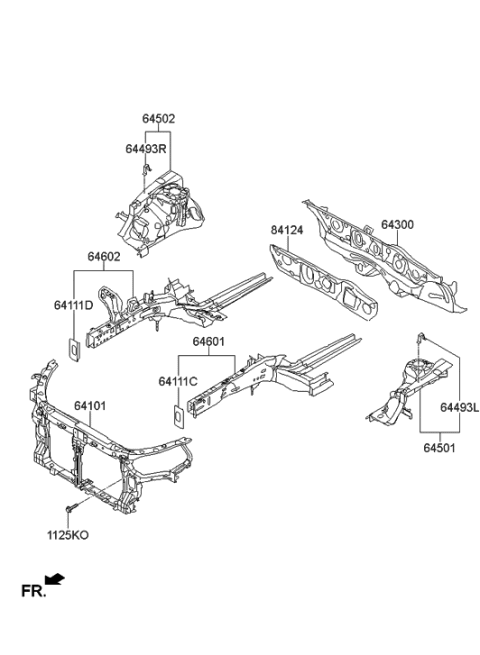 2014 Hyundai Azera Carrier Assembly-Front End Module Diagram for 64101-3V001