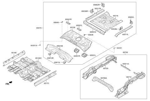 2018 Hyundai Ioniq Panel Assembly-Rear Floor Diagram for 65510-G7000