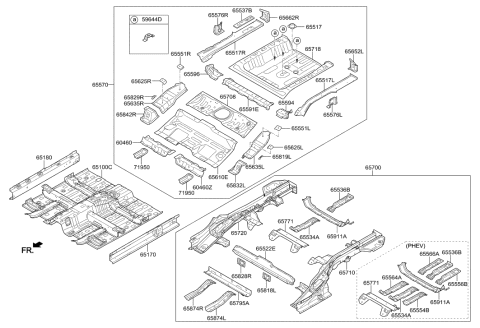 2018 Hyundai Ioniq Panel Assembly-Rear Floor,Rear Diagram for 65513-G2500