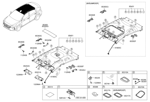2019 Hyundai Ioniq Wiring Assembly-Roof Diagram for 91800-G2210