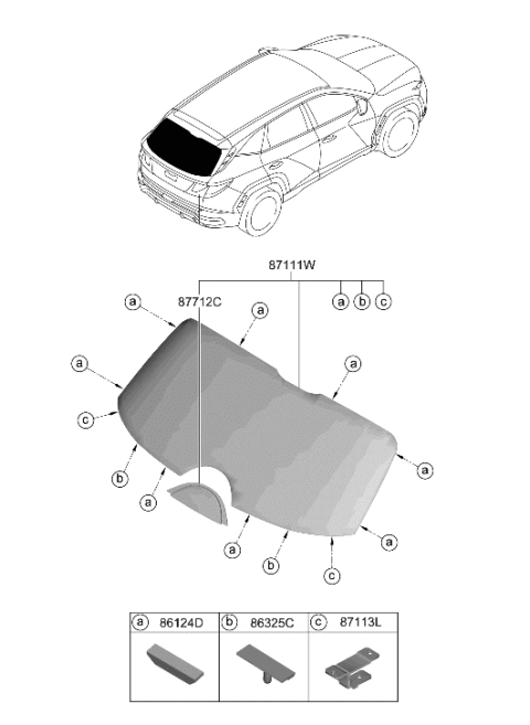 2023 Hyundai Tucson Glass Assembly-Tail Gate Diagram for 87110-CW000
