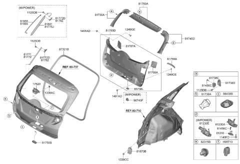 2023 Hyundai Tucson Trim Assembly-Tail Gate Frame Side Diagram for 81730-CW000-NNB