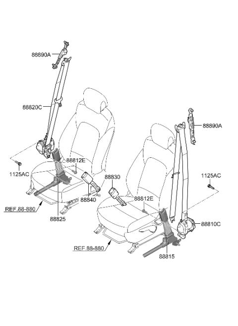 1998 Hyundai Elantra S/BELT Assembly-FR LH Diagram for 88810-CL000-SST