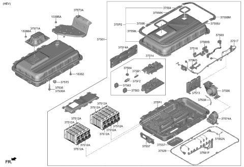 2021 Hyundai Santa Fe Hybrid Blower Unit Assembly-Battery COOLI Diagram for 37580-P4000