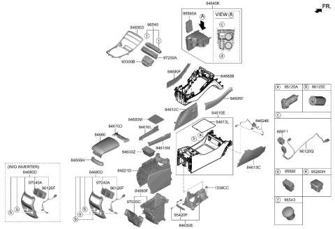 2022 Hyundai Santa Fe Hybrid Cover Assembly-FR Console Side LH Diagram for 84614-S1AA0-NNB