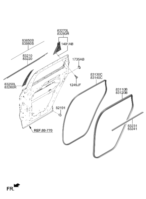 1999 Hyundai Elantra W/STRIP-RR Dr Body Side LH Diagram for 83110-S1000