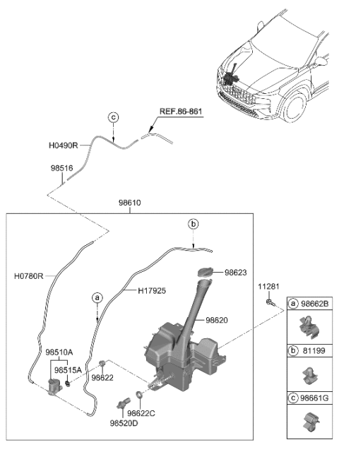 2021 Hyundai Santa Fe Hybrid Windshield Washer Diagram