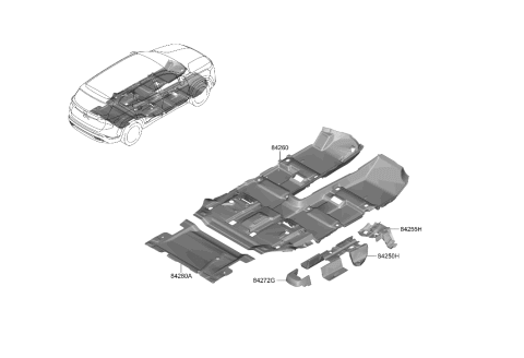 2023 Hyundai Santa Fe Hybrid Carpet Assembly-Floor Diagram for 84260-CL000-NNB