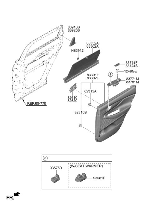 2022 Hyundai Santa Fe Hybrid Handle Assembly-Door Inside,LH Diagram for 82610-S1000-VCS