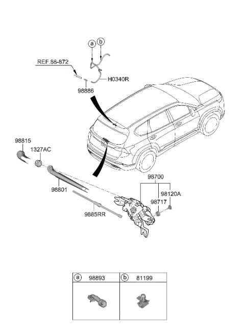 2023 Hyundai Santa Fe Hybrid Korean made Rear Wiper & Washer Diagram