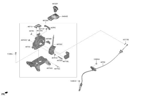 2010 Hyundai Accent Knob Assembly Diagram for 46720-AB100-YFR