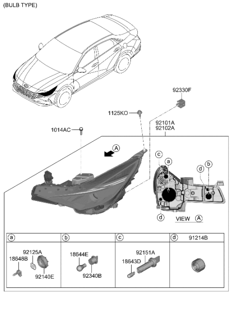 2022 Hyundai Elantra Head Lamp Diagram 1