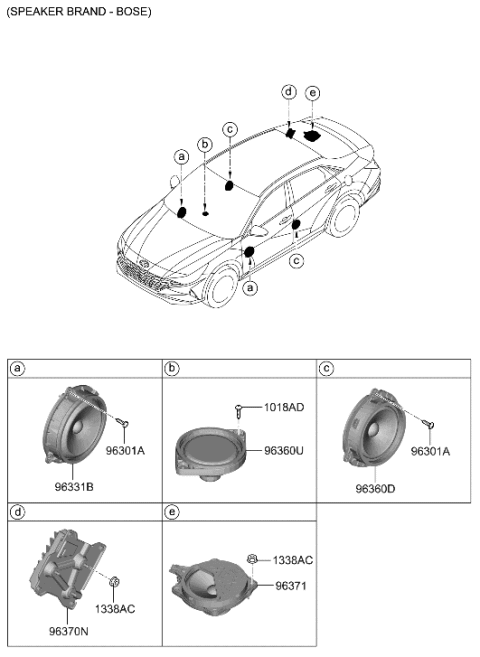 2010 Hyundai Accent Speaker Assembly-FR Dr Diagram for 96330-AB000