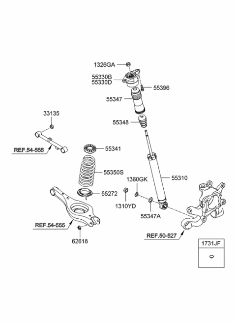 2006 Hyundai Azera Rear Shock Absorber Assembly Diagram for 55311-3L040