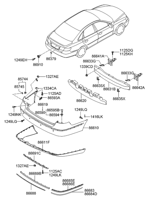 2006 Hyundai Azera Rear Bumper Diagram