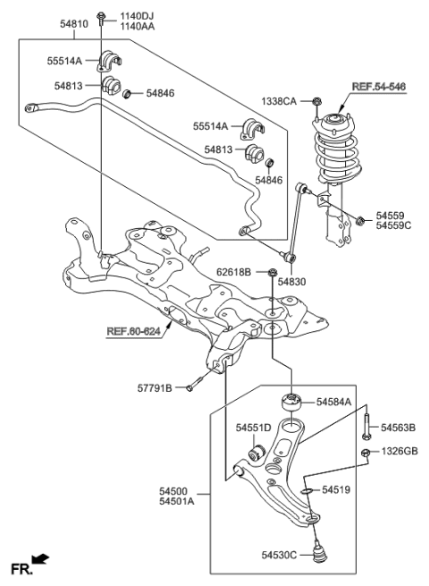 2015 Hyundai Elantra Ball Joint Assembly-Lower Arm Diagram for 54530-0U000
