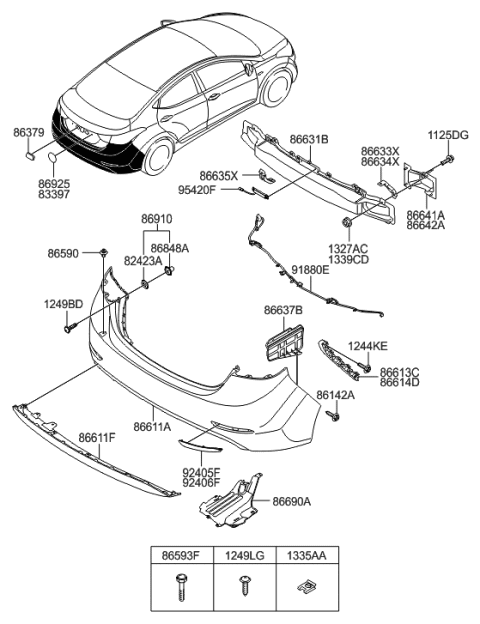 2014 Hyundai Elantra Reflector/Reflex Assembly-Rear Lh Diagram for 92405-3X200