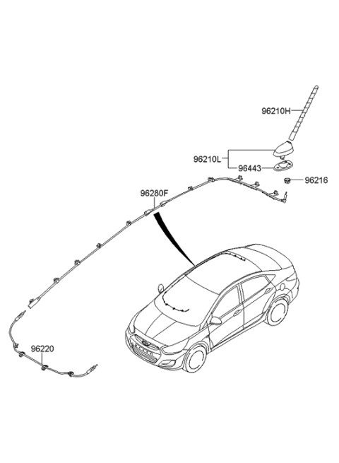 2013 Hyundai Accent Combination Antenna Assembly Diagram for 96213-1R100