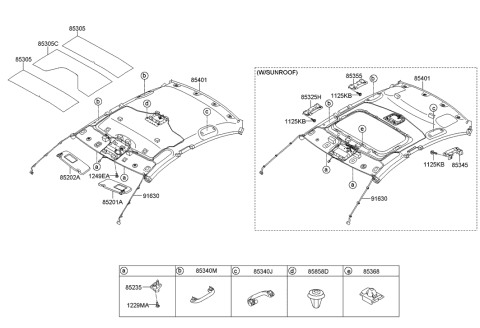 2013 Hyundai Accent Pad-Roof Diagram for 85305-1R000