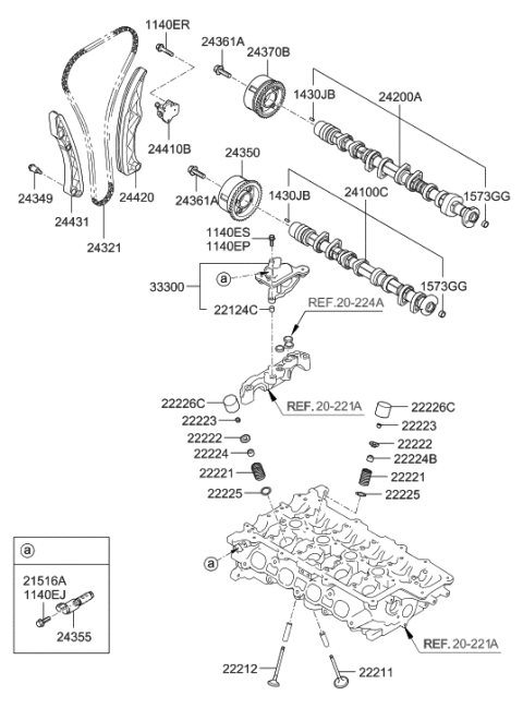 2013 Hyundai Accent Camshaft Assembly-Exhaust Diagram for 24200-2B600