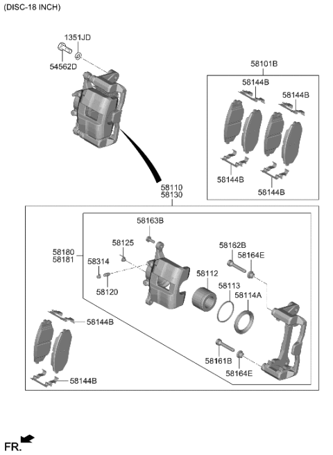 2023 Hyundai Genesis GV60 Front Wheel Brake Diagram 1