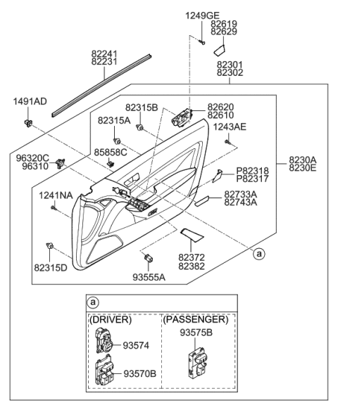 2010 Hyundai Genesis Coupe Switch Assembly-Trunk Lid & Fuel Filler Diagram for 93555-2M000