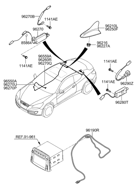 2008 Hyundai Genesis Coupe Sdars Antenna Diagram for 96250-2M100-NGA