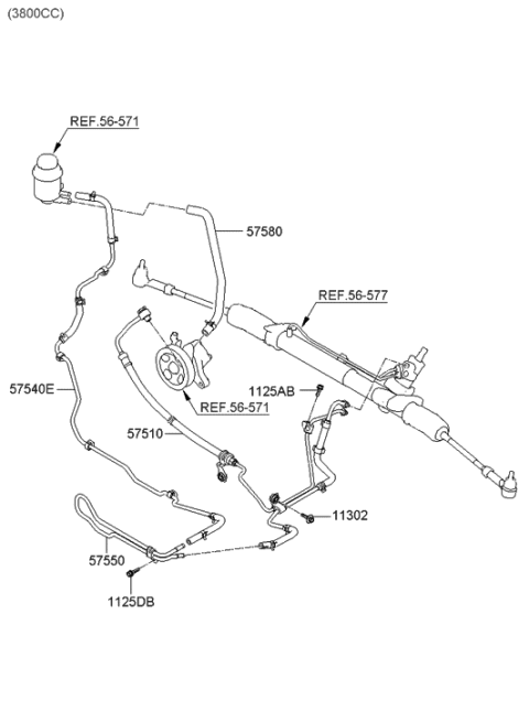 2012 Hyundai Genesis Coupe Hose Assembly-Power Steering Oil Pressure Diagram for 57510-2M000