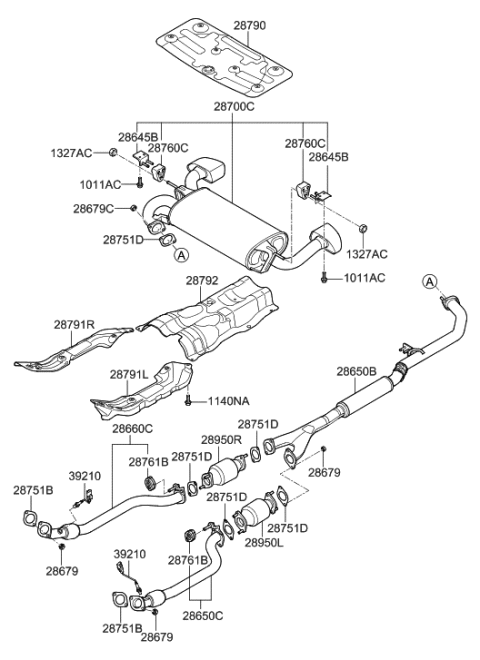 2012 Hyundai Genesis Coupe Muffler & Exhaust Pipe Diagram 2
