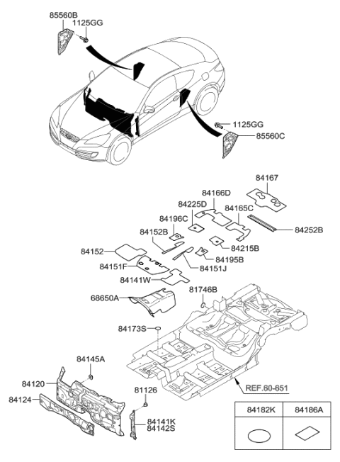 2010 Hyundai Genesis Coupe Isolation Pad & Floor Covering Diagram 1