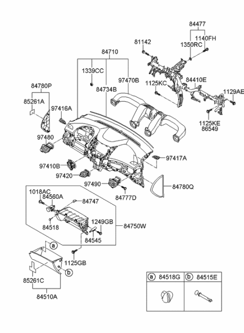 2011 Hyundai Elantra Crash Pad Diagram 1