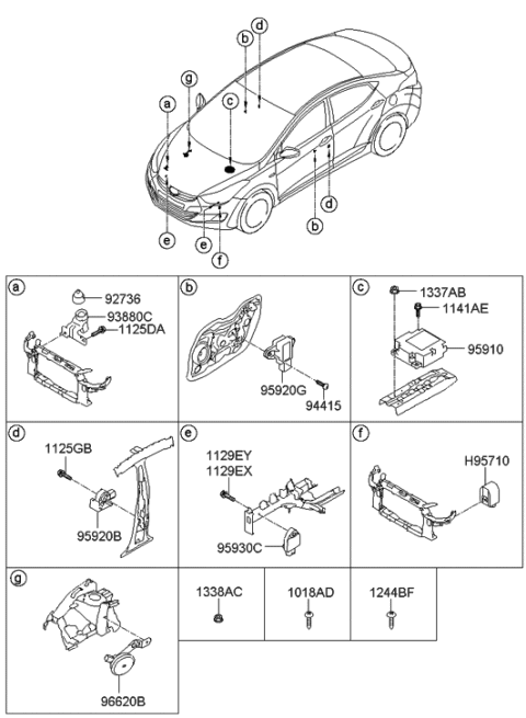 2013 Hyundai Elantra Module Assembly-Air Bag Control Diagram for 95910-3X060
