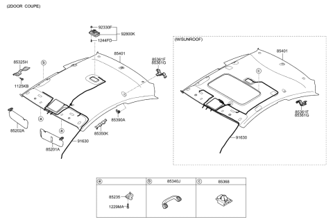 2011 Hyundai Elantra Sunvisor & Head Lining Diagram 2