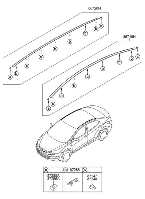 2013 Hyundai Elantra Roof Garnish & Rear Spoiler Diagram 1