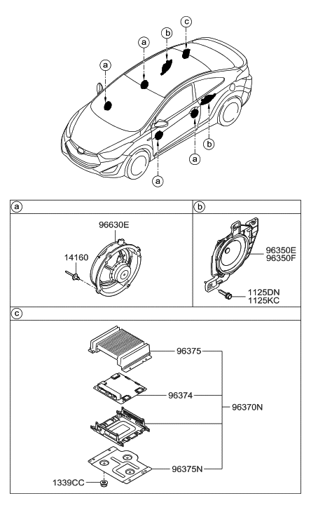 2011 Hyundai Elantra Door Speaker Assembly Diagram for 96330-3X000